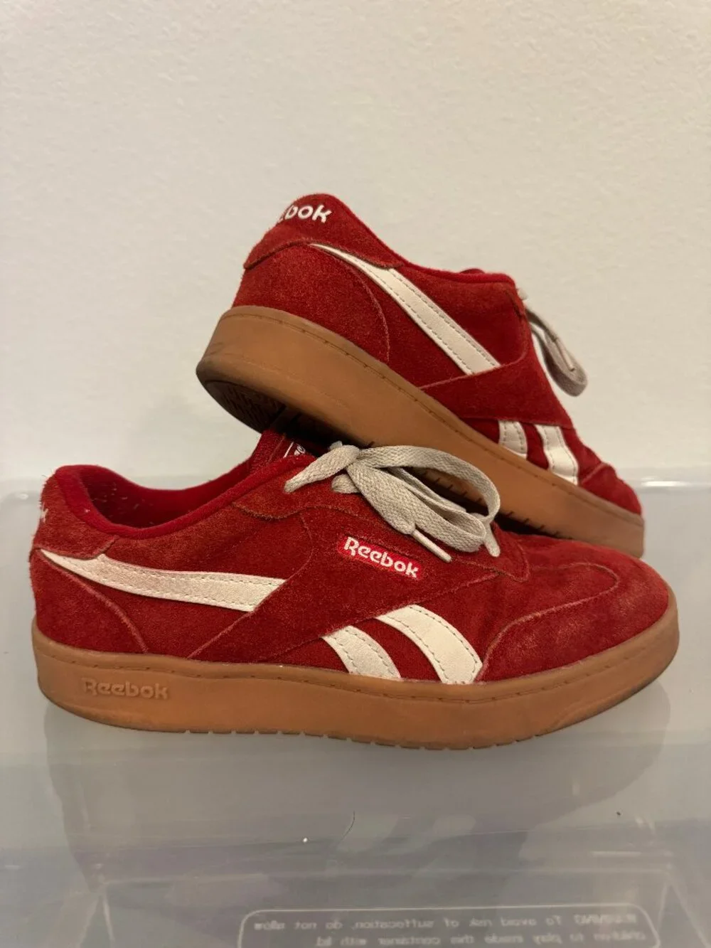 Reebok Forte Lounger Double-Up Red Suede Gum Sneakers Women's 7.5